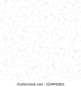 Black and white pattern of butterflies in a linear style for print and decoration.Vector illustration.
