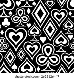 Black and white pattern of card suit symbols