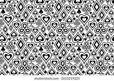 Black and white pattern of card suit symbols
