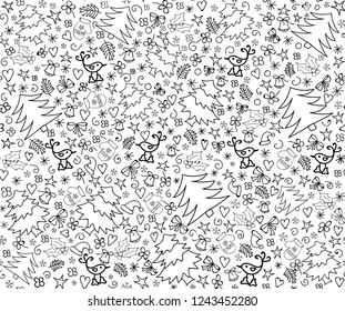 Black and white pattern for christmas time. Vector illustration.