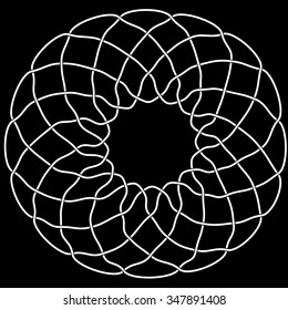 Black - white pattern in a circle in the Celtic or Arabic style of performance with nodes bound in the form of the ornament