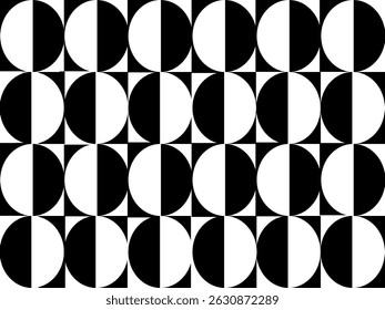 Padrão preto e branco de círculos e quadrados de fundo. Ilustração vetorial.