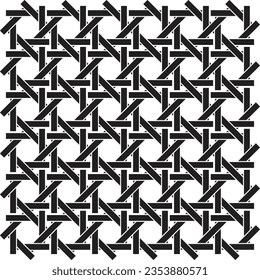 A black and white pattern creating illusion of symmetrical stitch effect illusion