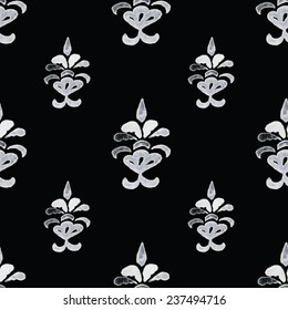 Black and white pattern. Damask seamless pattern. Vector illustration.