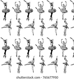 Black and white pattern with dancing ballerinas