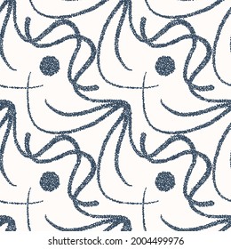 Black and white pattern with doodle style.  Drawing with dots. Vector illustration.