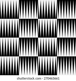 Black and white pattern of edgy, pointed shapes. Repeatable background of triangle shapes. (Seamless)