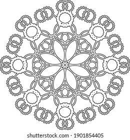 black and white pattern element. the floral ornament. coloring book, henna, print, pattern, stained glass.