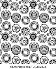 Black and white pattern of ethnic characters 