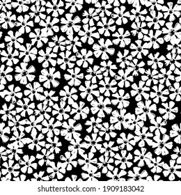 Patrón blanco y negro para tela. Patrón vectorial sin fisuras con flores pequeñas.