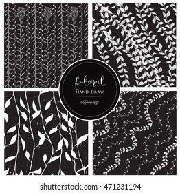 Black and white pattern. Black and white floral background.