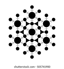 Black and white pattern flower of life, abstract sacred geometry, alien crop circle, vector