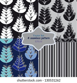 black white pattern of flowers and stems