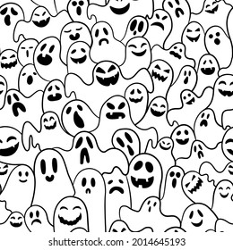 Black and white pattern with funny ghosts