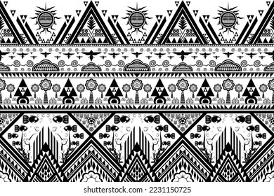 black and white pattern geometric folklore ornament Tribal ethnic vector texture striped pattern in Aztec style Figure tribal embroidery Indian Scandinavian Gyp sy Mexican folk pattern ikat 