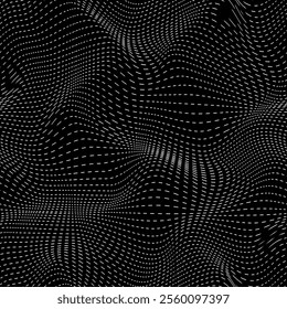 Black and white moiré pattern. Glitch texture. Vector seamless pattern.