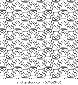 Black and white pattern with hand drawn triangle, repeating texture of a triangle vector illustration.
