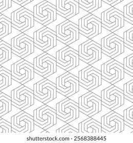 Black and white pattern with hexagonal shapes.