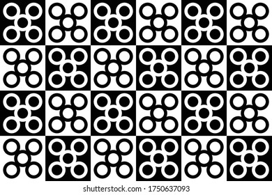 Patrón blanco y negro. Motivo de batik indonesio con un vector muy distintivo y muy atractivo