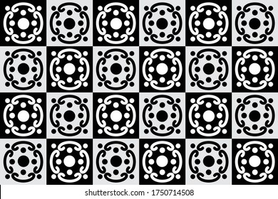 Patrón blanco y negro. Motivo de batik indonesio con un vector muy distintivo y muy atractivo

