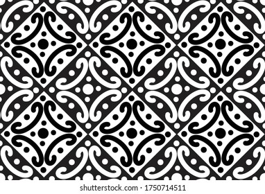 Black and white pattern. Indonesian batik motif with a very distinctive and very attractive pattern Vector

