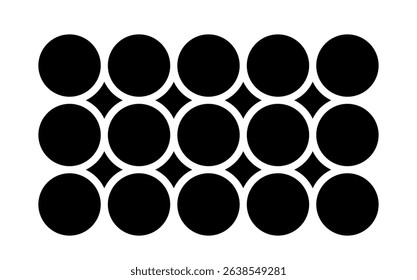 A Black and White Pattern of Interlocking Circles and Negative Space Squares. blank collage frame photo part or picture Vector mockup. frame. picture college. picture frames.
