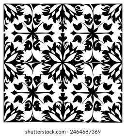 Patrón blanco y negro Decoración islámica