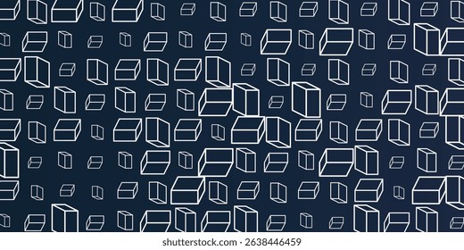 A black and white pattern of layers of repeating 3D cubes placed on a dark background. The bold geometric design and the contrast create a striking modern visual.
