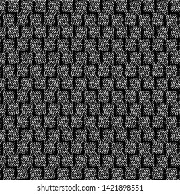 Black and white pattern made from square shapes of net. Patchwork. Textile. Canvas. Vector illustration.