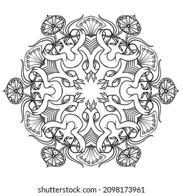 Black and white pattern, mandala for coloring.