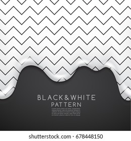 Black and White Pattern on Creamy Liquid Dripping : Vector illustration