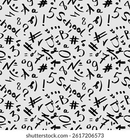 black and white pattern on a school theme with design elements