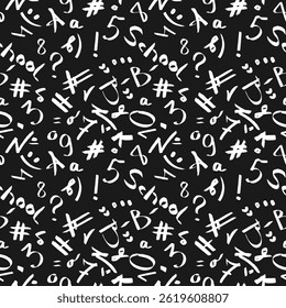 black and white pattern on a school theme with design elements