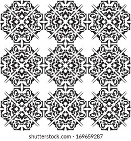 Black and white pattern with oriental designs