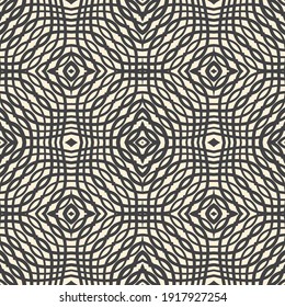Black and white pattern in oriental style. Seamless geometrical background. Modern abstract wallpaper with stripes, lines. Simple lattice graphic design.