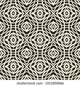 Black and white pattern in oriental style. Seamless geometrical background. Modern abstract wallpaper with stripes, lines. Simple lattice graphic design.