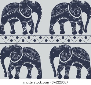 Black And White Pattern With Ornamental Elephant