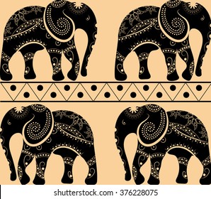 Black And White Pattern With Ornamental Elephant