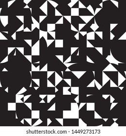Black and white pattern with randomly arranged triangles. Vector illustration. Geometric background