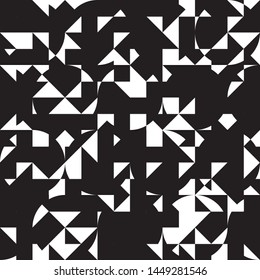 Black and white pattern with randomly arranged triangles. Vector illustration. Geometric background