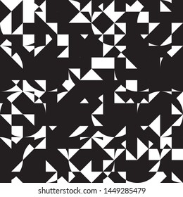 Black and white pattern with randomly arranged triangles. Vector illustration. Geometric background