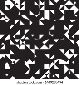Black and white pattern with randomly arranged triangles. Vector illustration. Geometric background