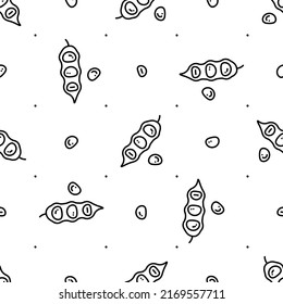 Black and white pattern with simple doodle beans. Seamless background for prints and wallpapers