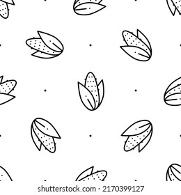 Black and white pattern with simple outline corn vegetables. Seamless background for prints and wallpapers
