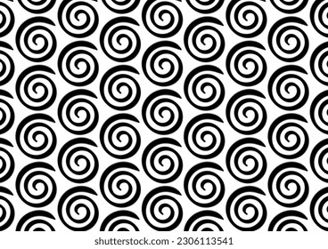 patrón negro y blanco con dibujo espiral de mano sobre fondo blanco 