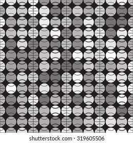 Black and white pattern with sport balls - abstract background