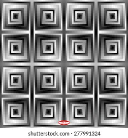 black white pattern with square on dark background. vector illustration