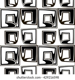 Black and white pattern of stylized squares. vector seamless