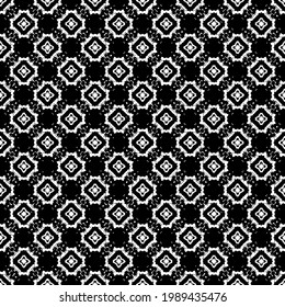 Black and white pattern texture. Bw ornamental graphic design. Mosaic ornaments. Pattern template. Vector illustration.