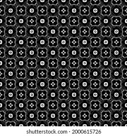 Black and white pattern texture. Bw ornamental graphic design. Mosaic ornaments. Pattern template. Vector illustration.